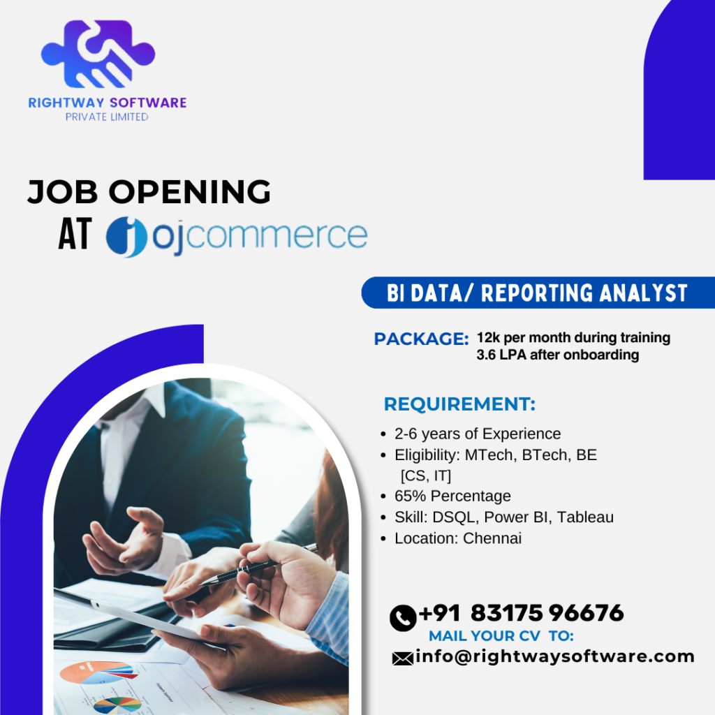 BI Data/ Reporting Analyst job opening at OJ commerce
