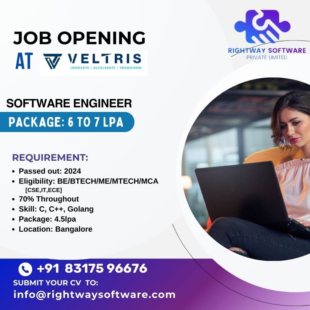 Software Engineer job opening at Veltrise