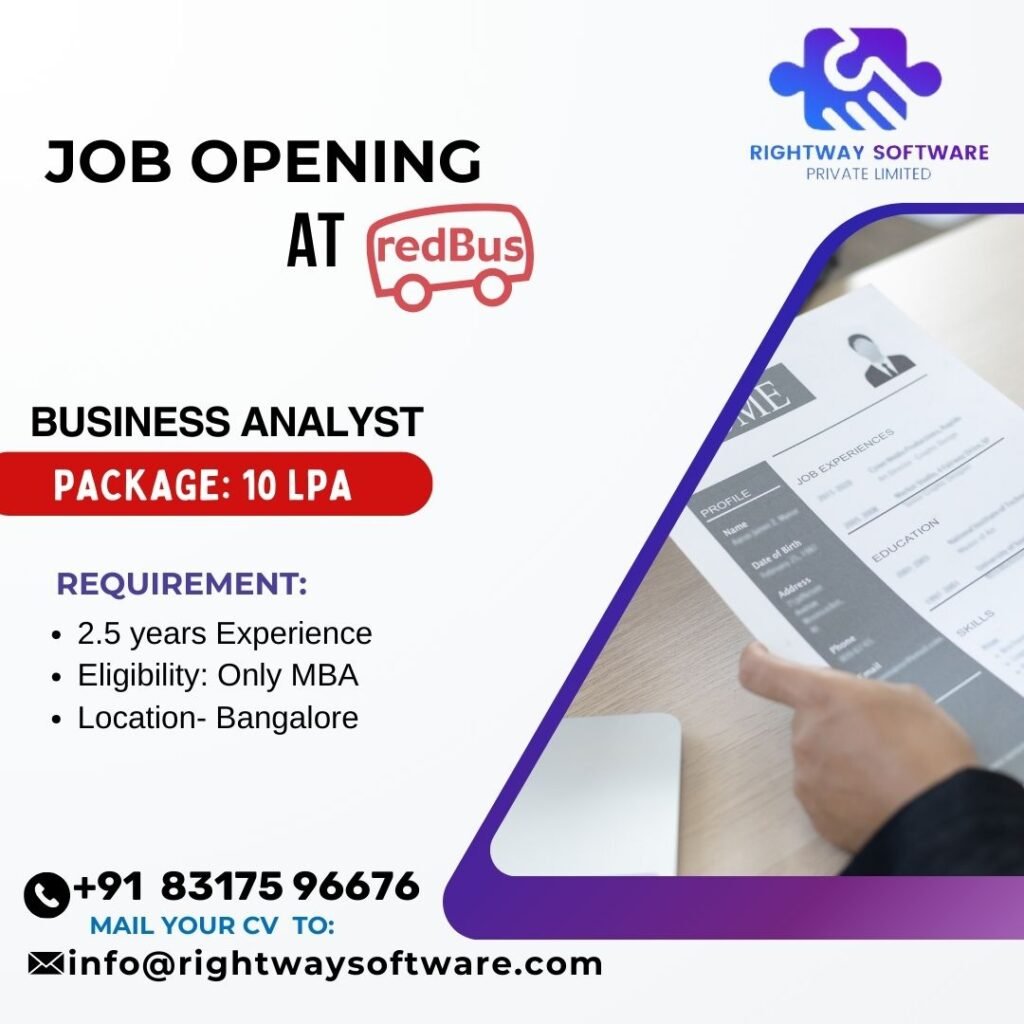 Business Analyst job opening at Redbus